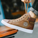 Spring New Vintage Fashion Shoes English Boots Men's High-Top Shoes Korean Fashion