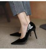 Breakj High-Heeled Women 2025 New Small Fragrant Temperament Tips Inside The Height Of High-Soled Shoes Patent Leather Single