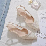 Breakj Bag Head Sandals Tips With Bare High Heels Women Summer New Coarse Heel Single Shoes
