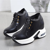 Sneakers Women Thick Bottom Wedges Vulcanized Shoes High Heels Ladies Spring Footwear Suede Leather Female Shoes