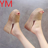 Outside 2020 Summer Women Wedge Sandals Shoes Woman Casual Straw High Heels Platform Ladies Slides Female
