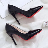 2021 Women High Heels Sexy Point Light Mouth High-heeled Shoes Sexy Red Bottom Single Shoes Women's Basic Work