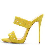 Women's Hot Diamond Open-Toed Muller Shoes High-Heeled Sandals Slippers Chengdu Fashion Women's