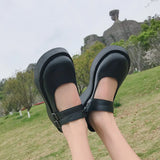Women Flats New Student Mary Jane Shoes Women's Shallow Mouth Retro French Thick Sole Shoes Small Leather