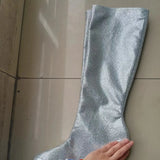 Breakj Winter Show New Pointed Slope And Ultra High Heel Rhinestone Large Size And Knee Boots Women's