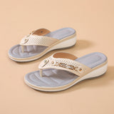 Breakj New Sandals Women Metal Buckle Beach Net Red Flipper Women Summer Slope And Large Size Women