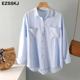 new chic casual loose cotton blouse shirt women female white blouse shirt spring summer women oversize shirt