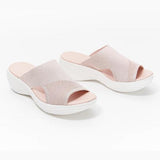 Women Slippers Casual Mesh Open Toe Wedge Slip-On Platform Solid Color Ladies Slides Soft Beach Shoes for Women 2021