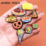 Food Style Shoe Decoration Cute Braised Noodle Pizza Pie Shoe Accessories Croc Charms for Sandals Bracelets Jibz Kids