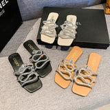 Women Slides Black White Designer Brand Fashion Woman Flat Heels Open Toes Slippers House Flip Flop Causal Sandals