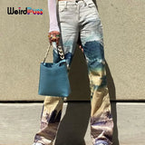 Puss Y2K Cyber Cotton High Waist Pants Landscape Print Women Baggy Casual Straight Jogger Chic Streetwear Summer
