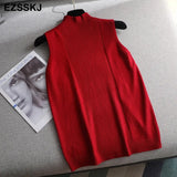 Knitted Top spring autumn sweater Tank top Women Blouse Sleeveless V Neck loose Top Female sweater Vest elegant