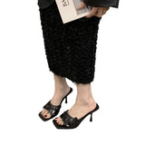 Summer 2024 Niche Premium Sandals With One-Line Sequined High-Heeled Sandals For Women's