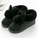 Women Winter Slippers Warm Cute Cotton Slippers Ladies Autumn Velvet Home Floor Thick Bottom Cartoon House Rabbit