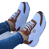 Women's Casual Sloping Heel Sneakers 2024 New Large Size Lace Medium Heel Large Mesh Single Shoes Size