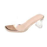 Breakj Red Transparent Sandals Sandals Sand Slippers Women Wear Fashion 2025 New Summer Coarse High Heels Crystal In