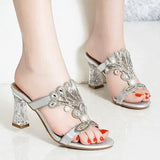 New High-Heeled Diamond Sandals Female Online Celebrities Sexy Fashion With Thick Heels Set With Diamond Sandals For Women To