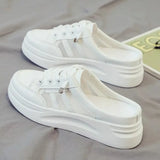 White Slippers Female 2024 New Mesh Breathable Baotou Platform Muffin Fashion Casual Small White