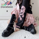 Size 43 Brand Women Platform Wedges Shoes 2022 INS Hot Cosplay Lolita Japanese Women's Pumps Kawaii Angel Bat