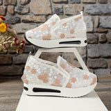 Breakj Women 2025 Spring Korean Version Of The New Lace Mesh Casual Heel High-Shoe High-Shoe Women's Single