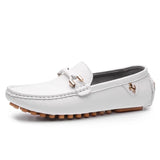 Men Leather Shoes Slip on Driving Flats Men Casual Shoes Mens White Moccasins Soft Sole Lazy Shoes Big Size