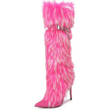 Breakj Boots New High Heel Boots Pointed Niche Metal Chain Pedal Stiletto Shoes Large Size Boots