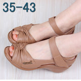 Summer Woman Leather Shoes Soft Outsole Open Toe Sandals Casual Wedges Women Shoes 2021 New Fashion Women