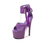 Breakj Patent Leather Sandals Special High Heels Heel Sexy 17CM Waterproof Platform Hate Day Superb High Sandals Female