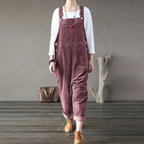 Kaftan Corduroy Overalls Womens Jumpsuits 2022 Autumn Harem Pants Casual Long Pantalon Palazzo Female Button Rompers