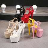 Breakj Patent Leather Sandals Special High Heels Heel Sexy 17CM Waterproof Platform Hate Day Superb High Slippers Female