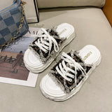 sandals women 2022 new trend design slippers women fashion summer platform women sandals outdoor canvas beach shoe women's