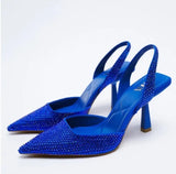 Autumn New Women's Closed Toe Red Single Shoes with Stiletto Heel Mid-heeled Fashion Sandals with Hollow Pointed Toe