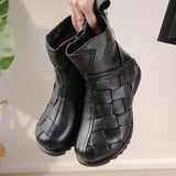 And Winter New-Style Cowhide Flat-Soled Women's Shoes Leisure Leather Short Boots Middle-Aged Mother Shoes Warm And Comfortable Cotton