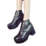 Size 35-41 Short Boots Round Head Black And White Thick-Heeled High-Heeled Cos Martin Boots In Spring And