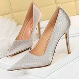 Shoes New Snake Pattern Women Pumps Sexy High Heels Party Shoes Stiletto Heels Wedding Shoes Large Size Female