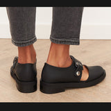 Breakj 2025 Spring New Casual Low Heel Round Head Button Lady Size Single