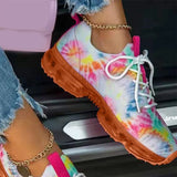 Sneakers Knitted Breathable Women's Vulcanized Shoes Lace Up Casual Flat Shoes Female Spring Ladies Running Shoes