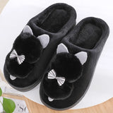 Winter Slippers Cute Cartoon Cat Women Warm Plush Woman Slip On Flat Female Soft Shoes Ladies Comfortale House Shoe