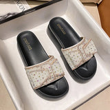 Shoes Thicken Soled Slippers Woman Paillette Sandals Platform Muffins Slides High Heels Sandales Femmes Luxury