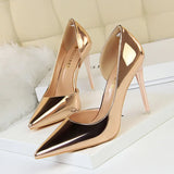 Breakj High Heels Simple Thin Heel Metal With High Heel Shallow Tip Side Hollow Out Sexy Single