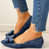 Shoes Pointed Toe Bowtie Hollow Out Summer Woman Flats Ladies Slip On Comfortable Jelly Shoes Fashion 2020 Female