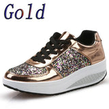 Ladies Wedges Sneakers Sequins Shake Shoes Fashion Girls Sport Shoes Women Sneakers Woman Sneakers Shoes 2019 White