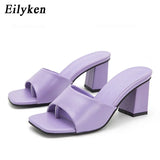 2022 New Women Slipper Summer Outdoor Sandal Square High Heel Slip On Flip Flop Elegant Women Slides Sandal size 41