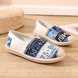 New Basic Female Flats Women Shallow Painting Canvas Shoes Ladies Slip-On Casual Shoes Breathable Fabric