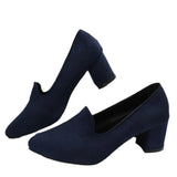 Size Suede High Heels Autumn 2023 New Women's Shoes Thick Heel Shallow Fashion Shoes Professional Shoes Temperament Single Shoes