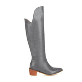 autumn and winter women's European and American fashion snake-effect leather long thick-heeled large size women's