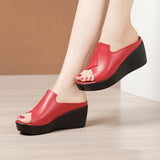 Slope Slippers Women's 2023 Summer New Waterproof Table Thick Soles Sandals Wear Loose Cake Soles High-Heeled