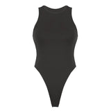 Cut Out Sexy Backless Bodysuit Women Nuded Solid Sleeveless Basic Bodycon Body Suit Top Skinny Short Jumpsuit