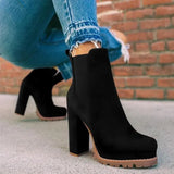 Boots Pointed High Heels Shoes Solid Color Leather Ankle Boots Female Boots Fashion Thick Heel Side Zipper Women