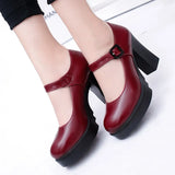 Arrival Women Classic Pumps Shoes Spring Summer Black Leather Mary Jane Heels Fashion Buckle Platform Shoes Woman